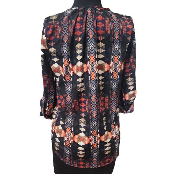 Aztec Print TeenPlo Made in USA Top 3/4 Sleeves Small - Picture 5 of 11